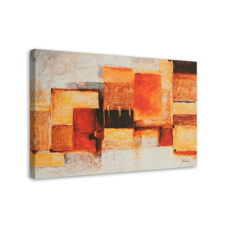 Modern Canvas painting - Geometric abstract in warm colours | FEEBY