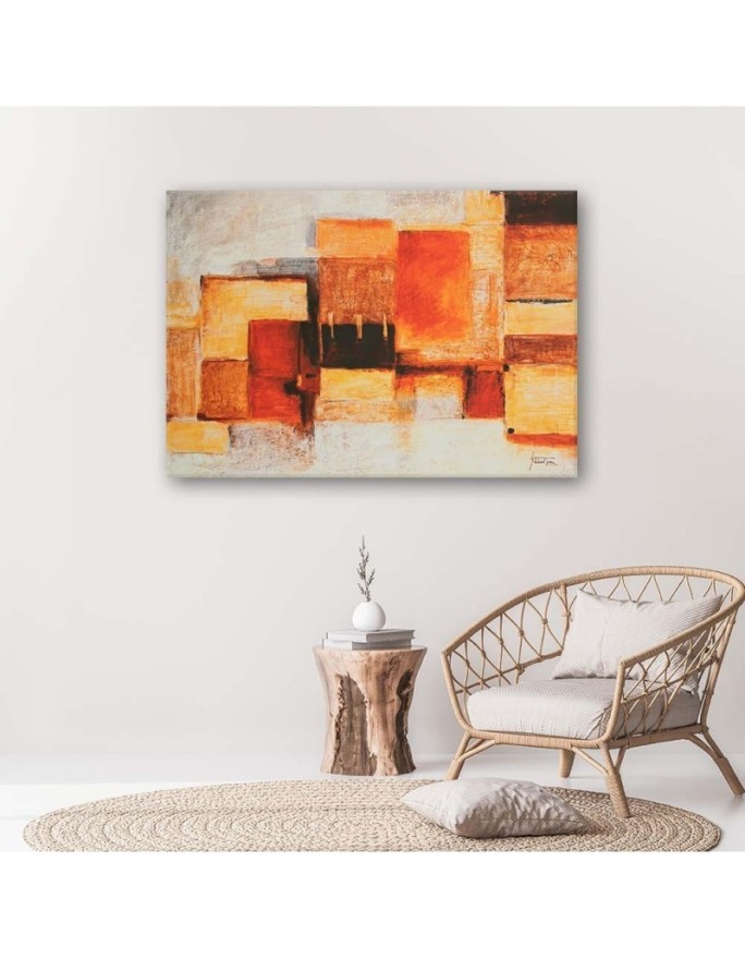 Modern Canvas painting - Geometric abstract in warm colours | FEEBY