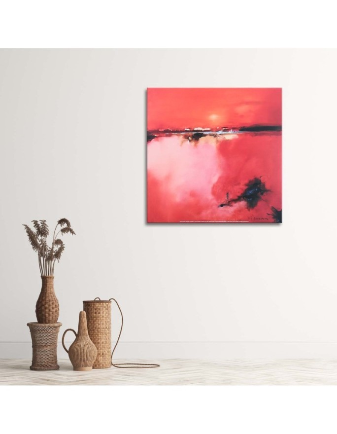 Modern Canvas painting for living room - Watercolour red landscape | FEEBY