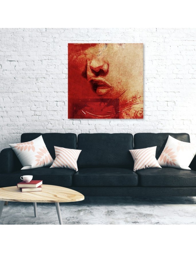 Wall art painting - Face of a woman on a red background | FEEBY