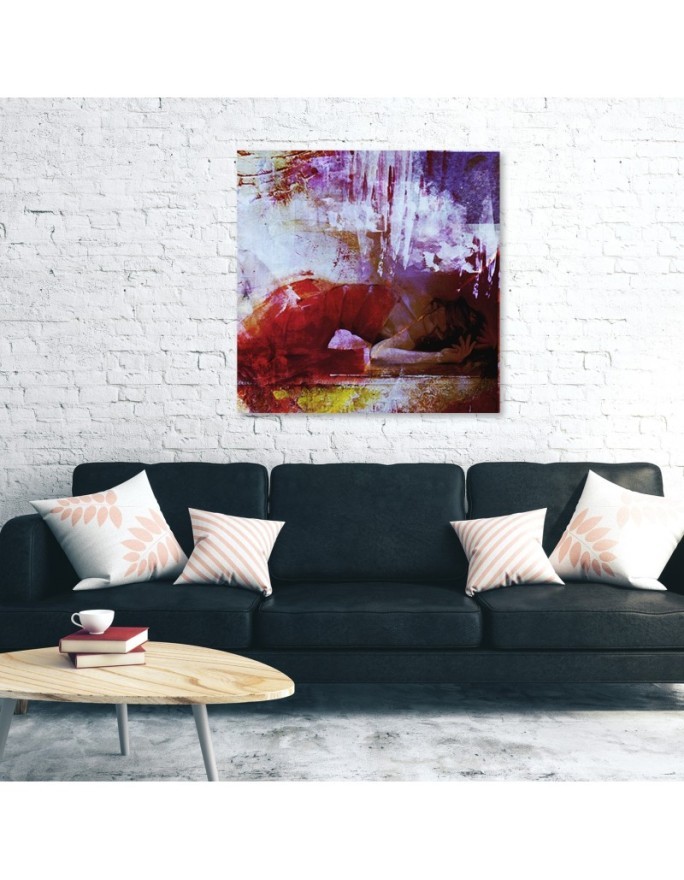 Pastel Canvas painting for wall - Girl in red dress | FEEBY