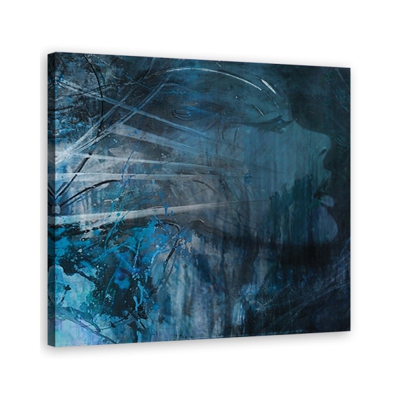 Living room, office wall painting -  Woman abstract blue| FEEBY