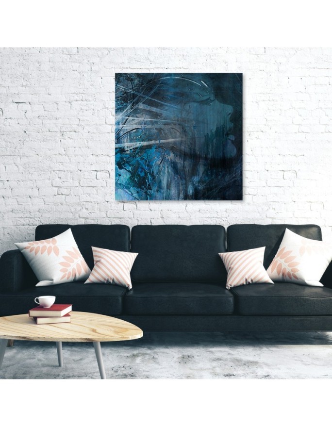 Living room, office wall painting -  Woman abstract blue| FEEBY