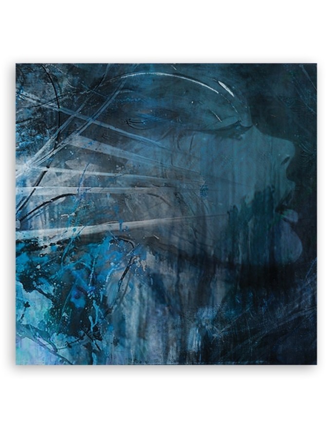 Living room, office wall painting -  Woman abstract blue| FEEBY