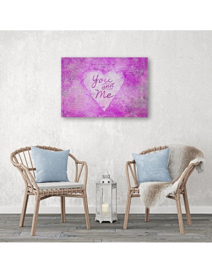 Pink modern Canvas painting - You and Me lettering Andrea Haase | FEEBY