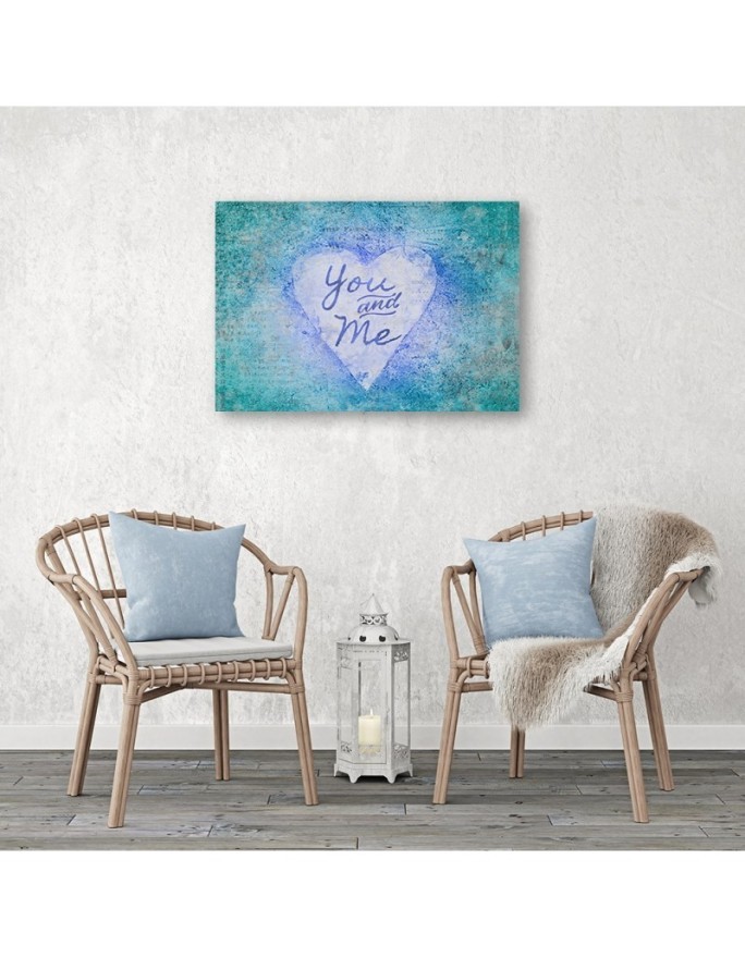 Turquoise modern Canvas painting - You and Me lettering Andrea Haase | FEEBY