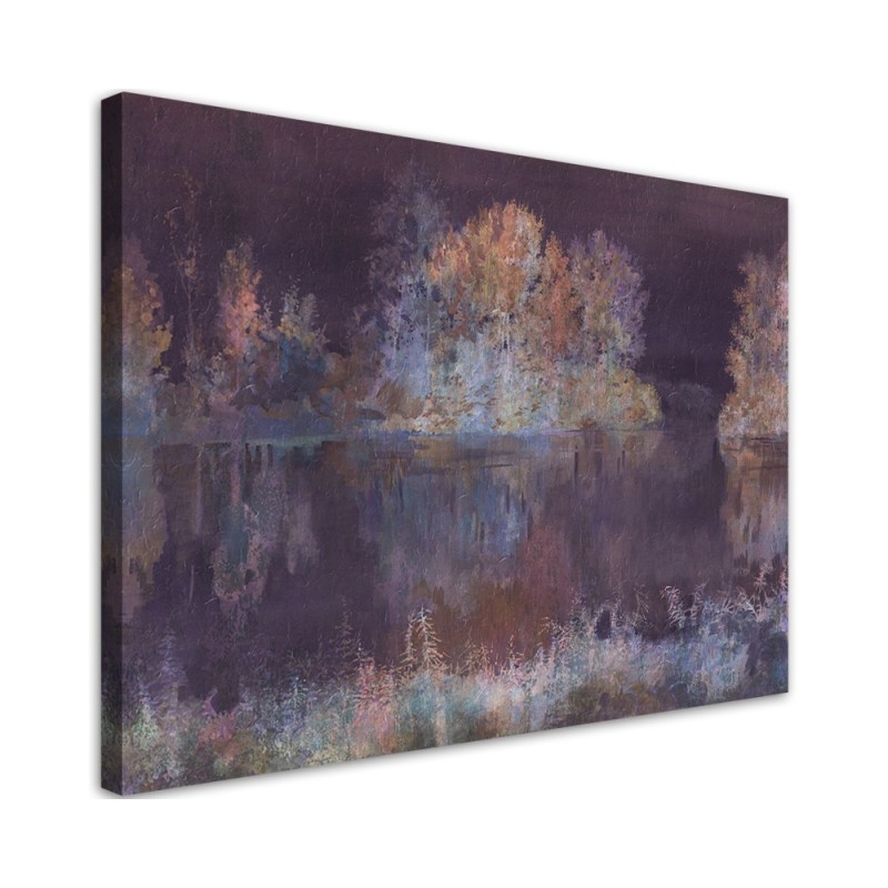 Wall art Canvas painting for living room - Landscape view on purple background | FEEBY