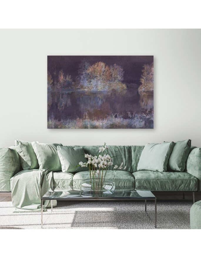 Wall art Canvas painting for living room - Landscape view on purple background | FEEBY