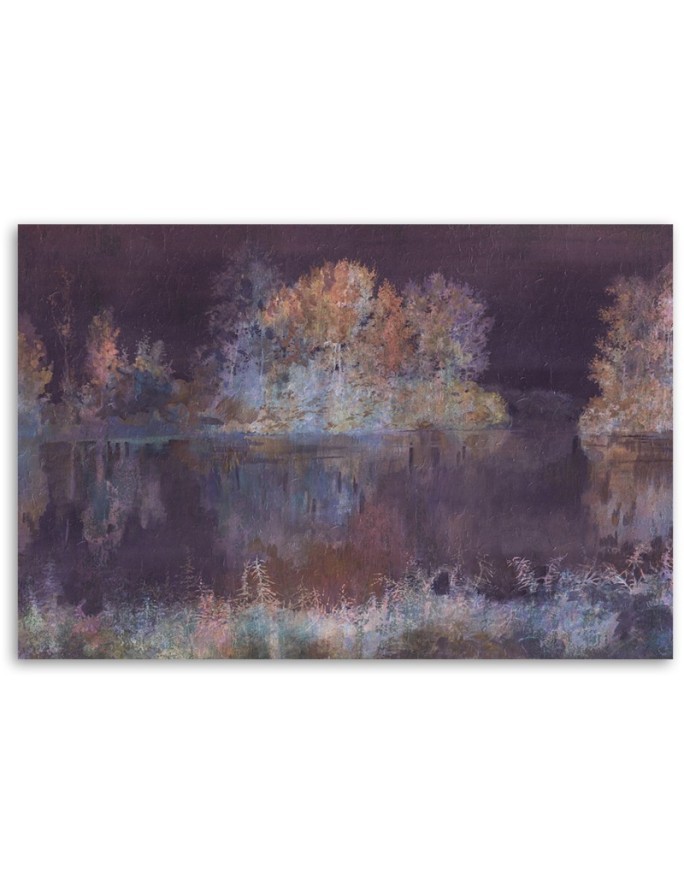 Wall art Canvas painting for living room - Landscape view on purple background | FEEBY