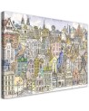 Canvas prints for young people - Colourful city drawing | FEEBY