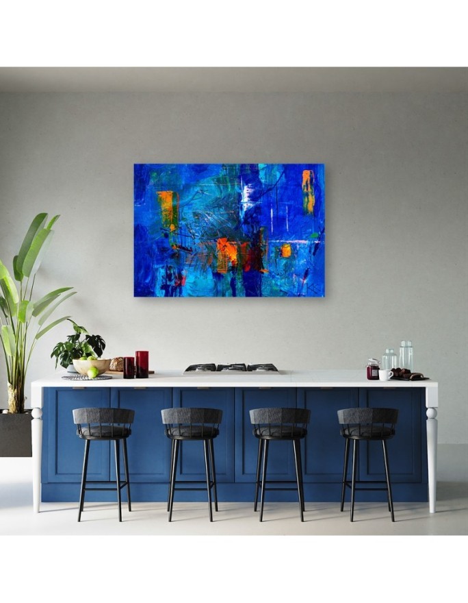 Prints on canvas - Blue abstraction hand painted | FEEBY