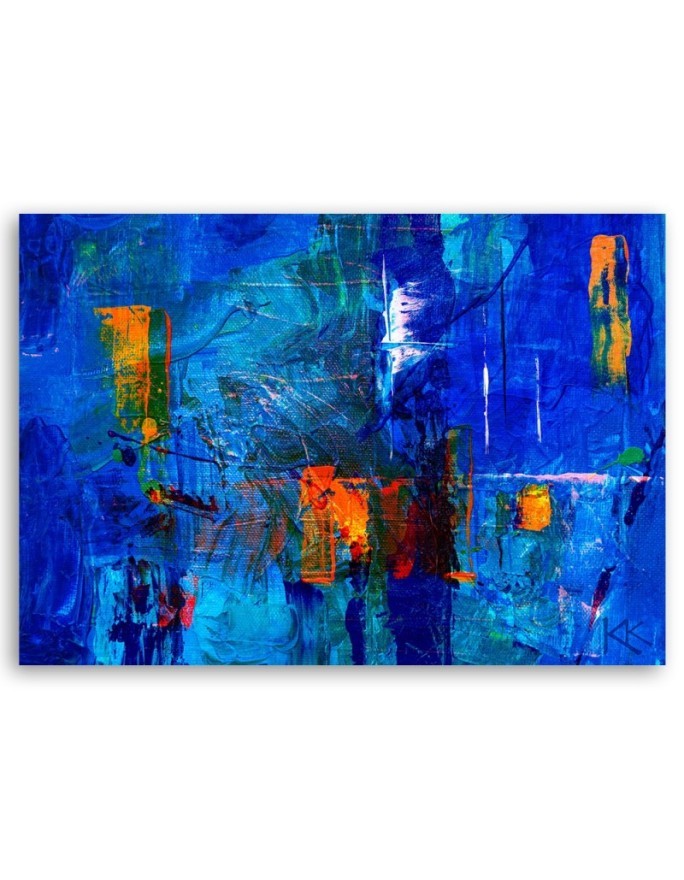Prints on canvas - Blue abstraction hand painted | FEEBY