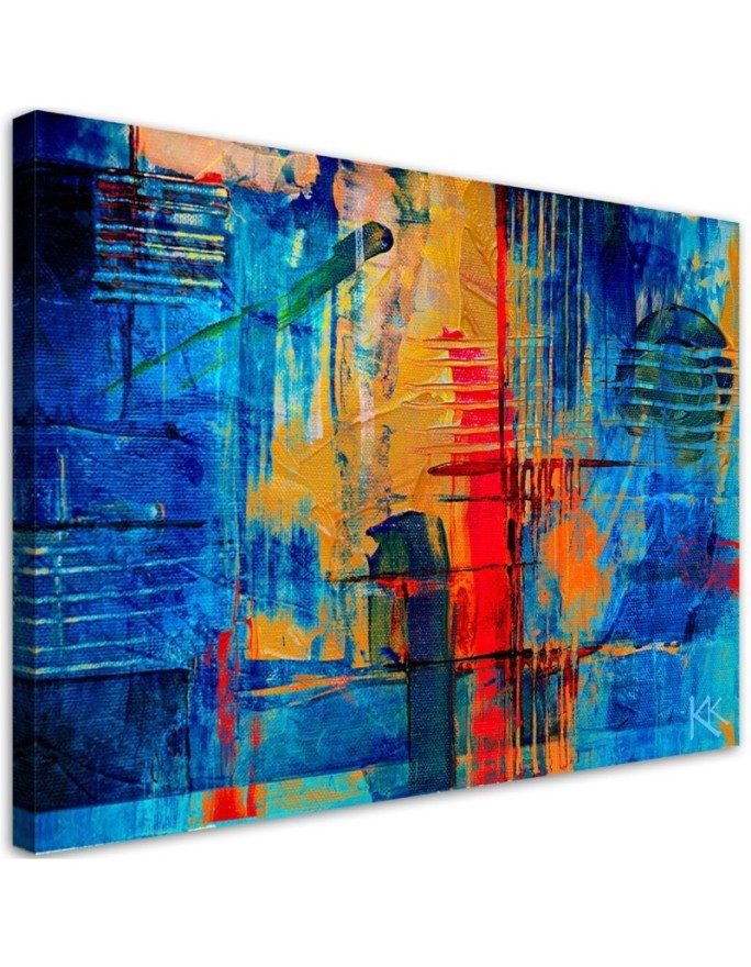 Wall art printed on canvas - Blue abstraction hand-painted | FEEBY
