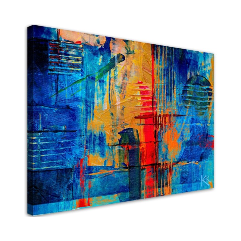 Wall art printed on canvas - Blue abstraction hand-painted | FEEBY