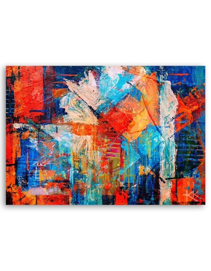 Canvas print  - Orange hand-painted abstract | FEEBY