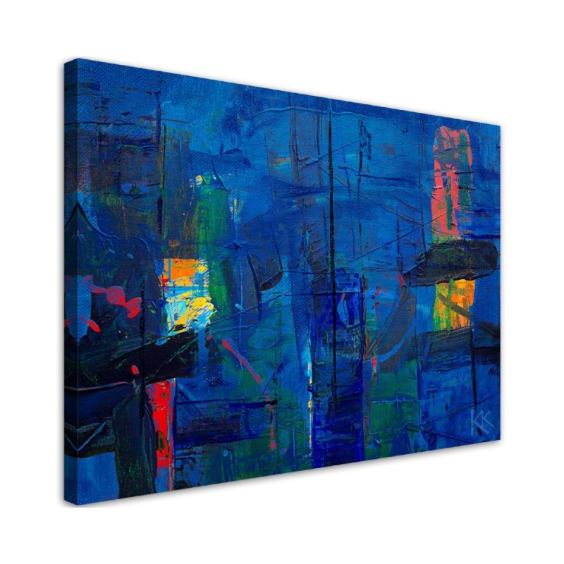 Wall art painting for living room - Blue abstraction hand-painted | FEEBY