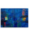 Wall art painting for living room - Blue abstraction hand-painted | FEEBY