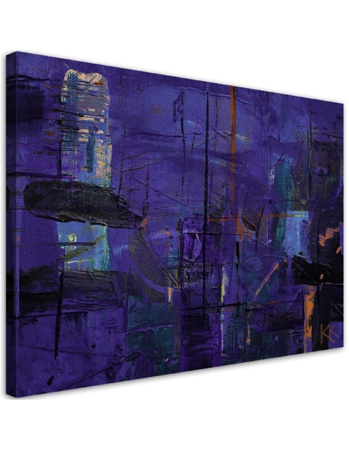 Decorative Canvas painting for office - Purple abstraction hand-painted | FEEBY