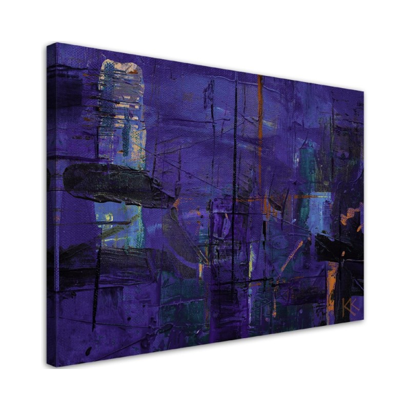 Decorative Canvas painting for office - Purple abstraction hand-painted | FEEBY