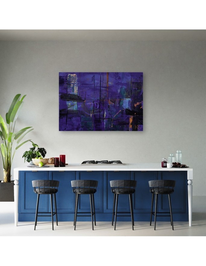 Decorative Canvas painting for office - Purple abstraction hand-painted | FEEBY