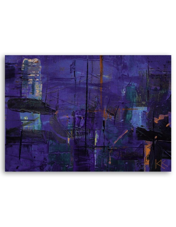 Decorative Canvas painting for office - Purple abstraction hand-painted | FEEBY