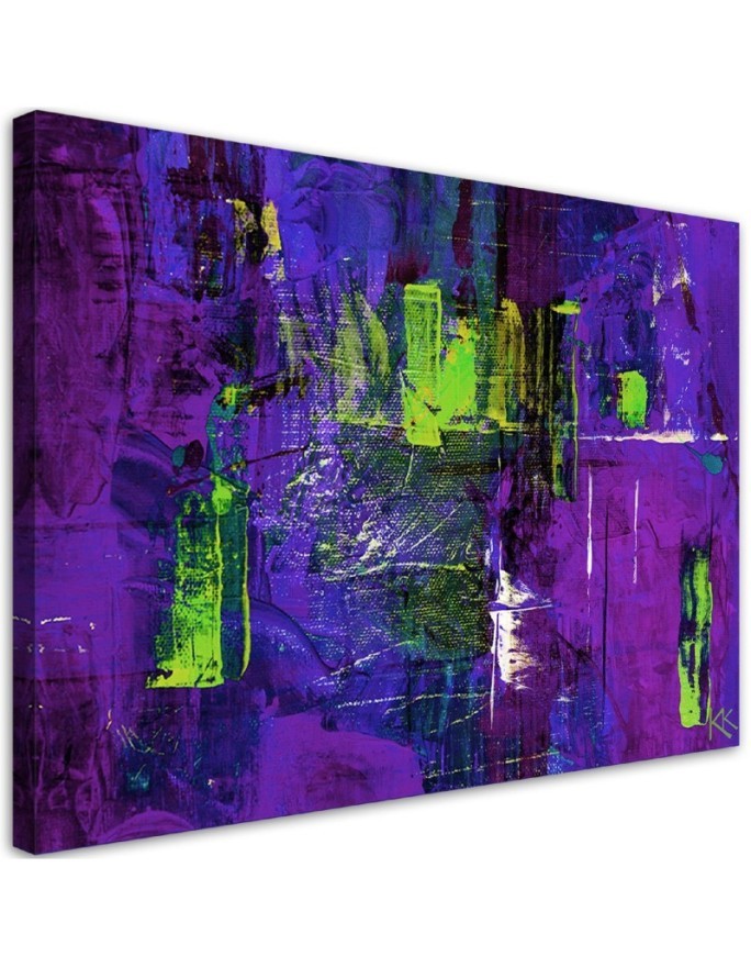 Colourful modern Canvas painting - Purple abstraction hand painted | FEEBY