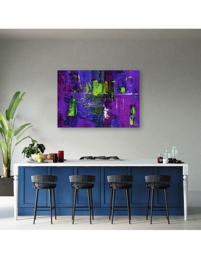 Colourful modern Canvas painting - Purple abstraction hand painted | FEEBY