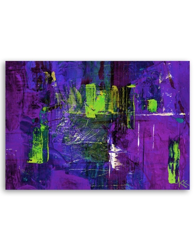 Colourful modern Canvas painting - Purple abstraction hand painted | FEEBY
