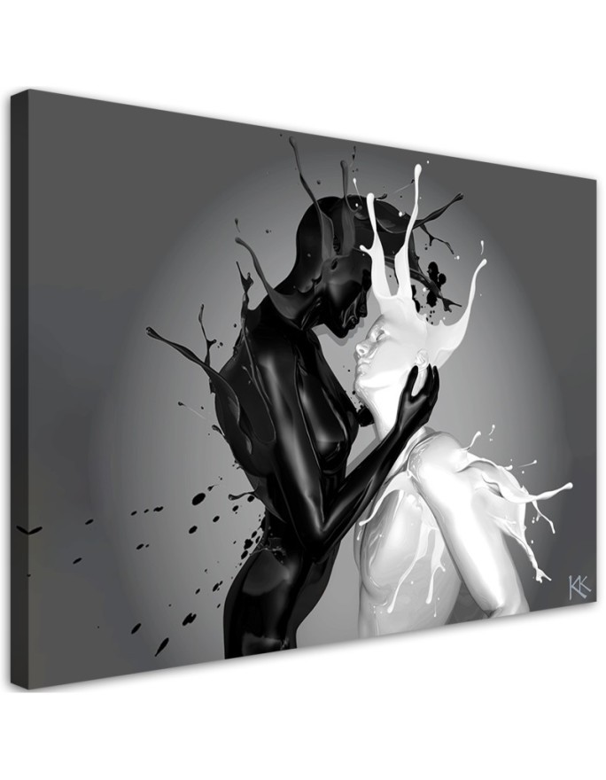 Elegant Canvas paintings for bedroom - Coffee and Milk abstract Couple Love | FEEBY