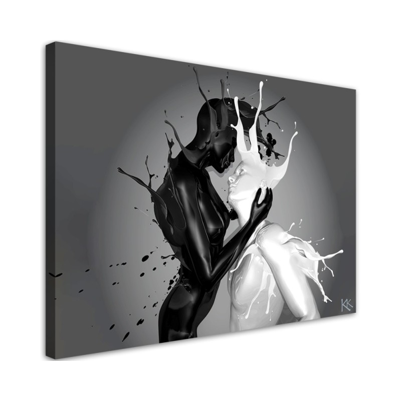 Elegant Canvas paintings for bedroom - Coffee and Milk abstract Couple Love | FEEBY