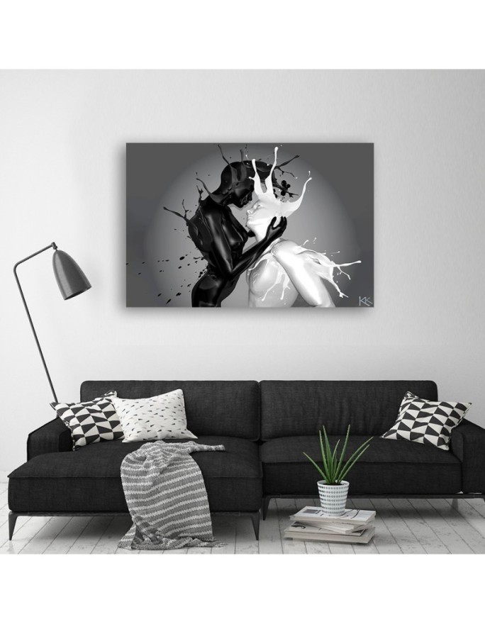 Elegant Canvas paintings for bedroom - Coffee and Milk abstract Couple Love | FEEBY
