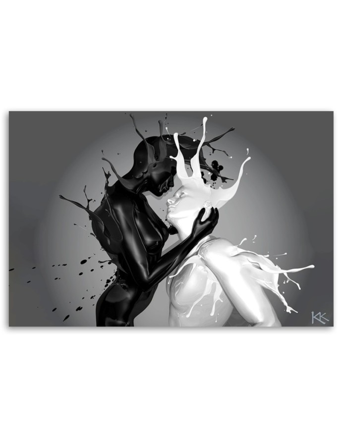Elegant Canvas paintings for bedroom - Coffee and Milk abstract Couple Love | FEEBY