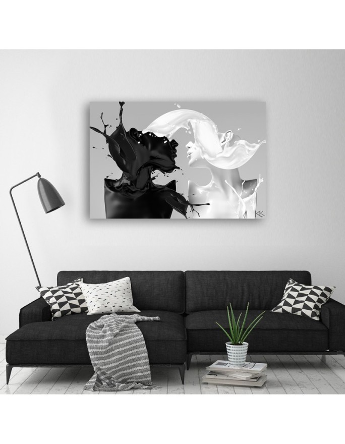 Canvas prints for bedroom over bed - Coffee and Milk black and white couple love | FEEBY
