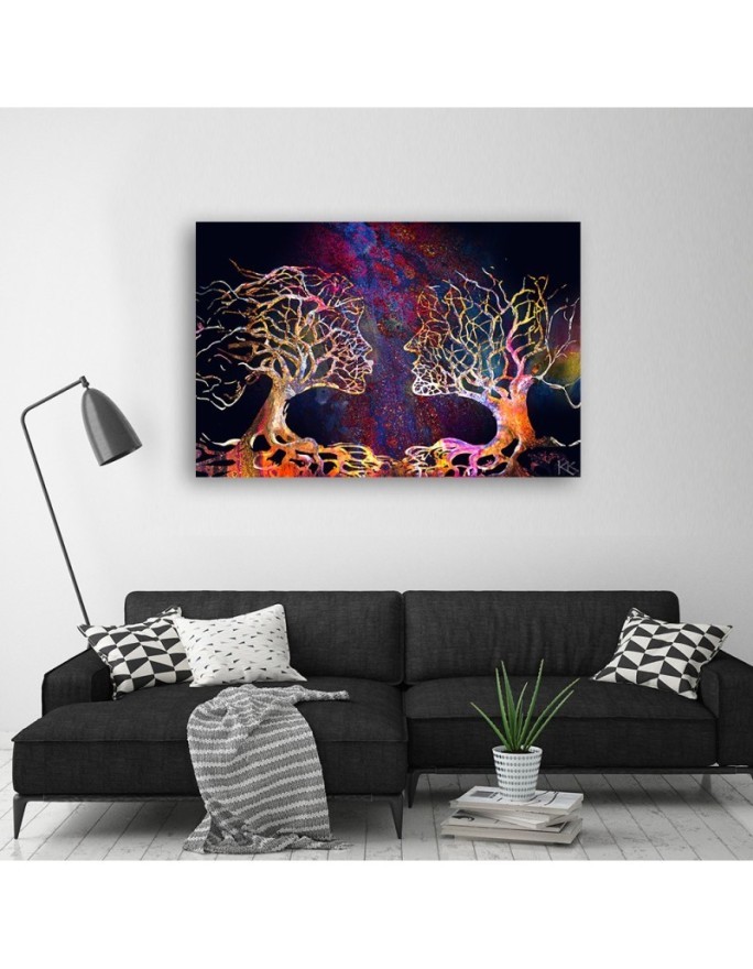 Cool Canvas prints about love - Tree couple kissing abstract | FEEBY