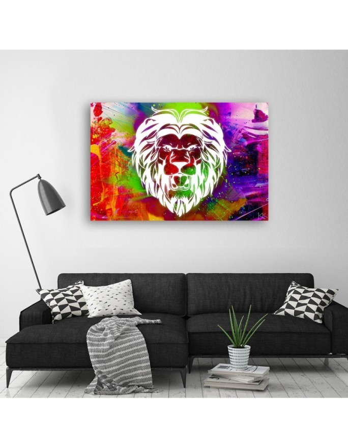 Canvas prints for teen room - Colourful Lion abstract | FEEBY