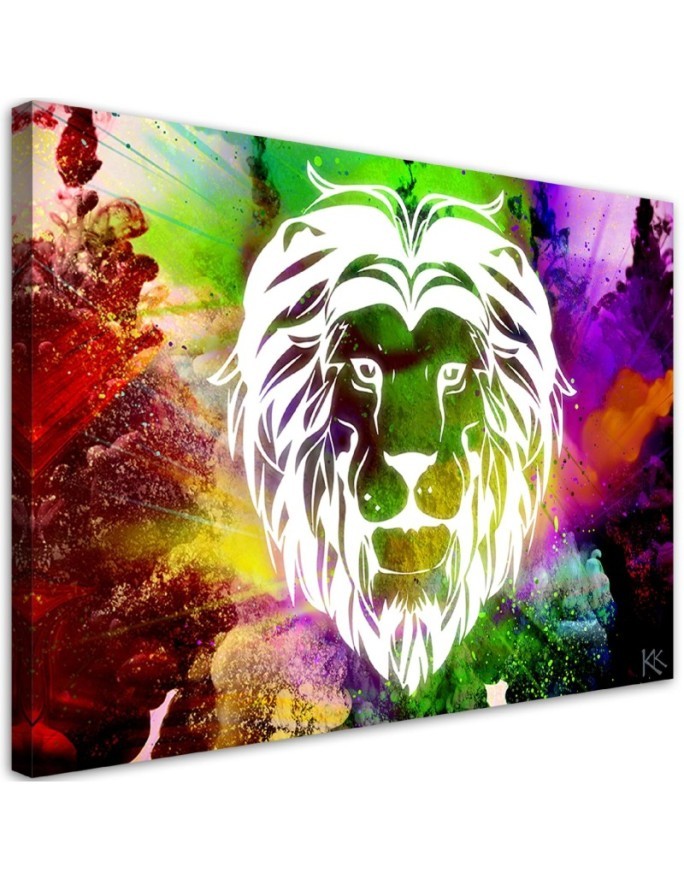 Canvas prints for a child's room - Coloured lion abstract | FEEBY