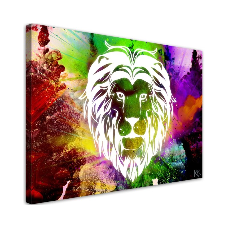 Canvas prints for a child's room - Coloured lion abstract | FEEBY