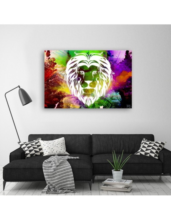 Canvas prints for a child's room - Coloured lion abstract | FEEBY