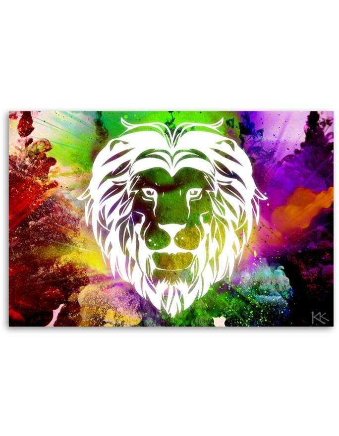 Canvas prints for a child's room - Coloured lion abstract | FEEBY