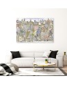 Children's Canvas painting - Cheerful colourful city for room | FEEBY