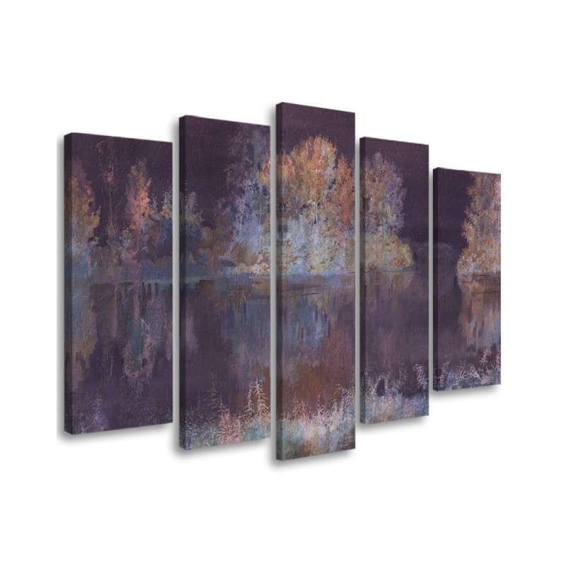 Modern Canvas painting - Lake view landscape in shades of purple | FEEBY