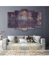 Modern Canvas painting - Lake view landscape in shades of purple | FEEBY
