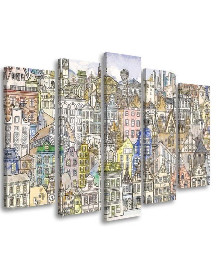 Children's room picture - Sketch of a colourful city | FEEBY