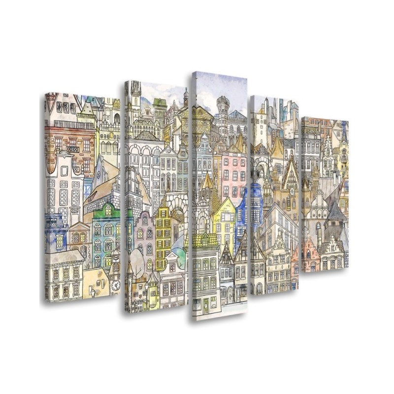 Children's room picture - Sketch of a colourful city | FEEBY