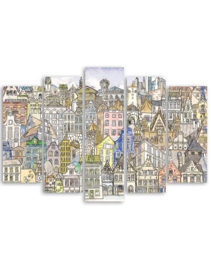Children's room picture - Sketch of a colourful city | FEEBY