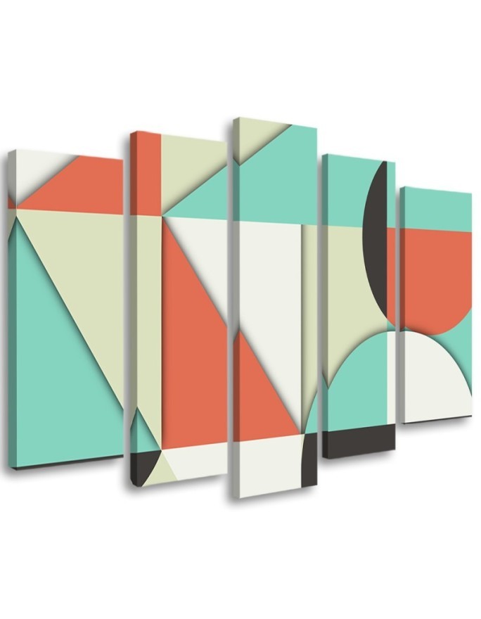 5 Piece Colourful pictures for children - Geometric shapes abstract | FEEBY