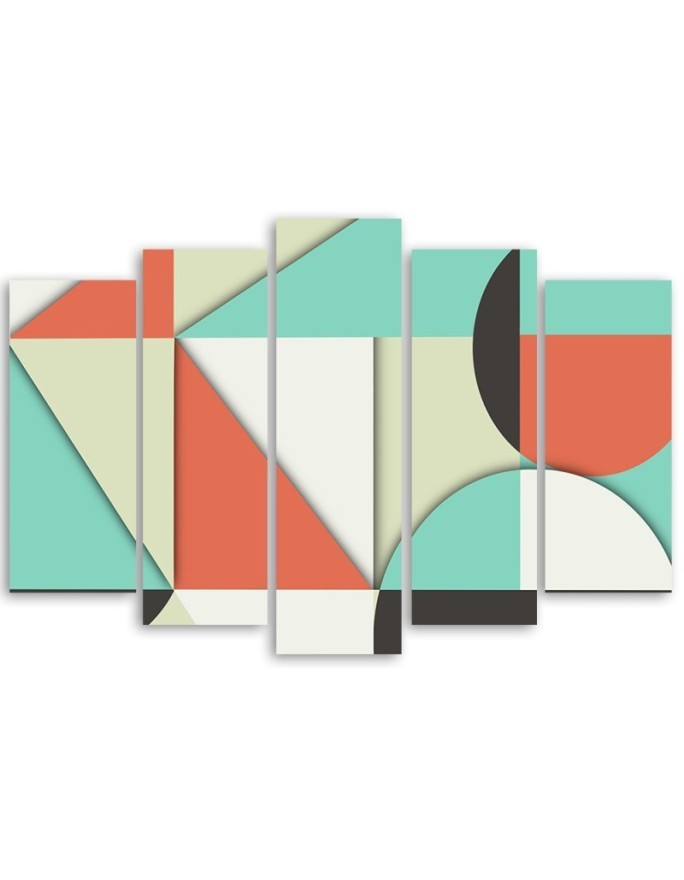 5 Piece Colourful pictures for children - Geometric shapes abstract | FEEBY