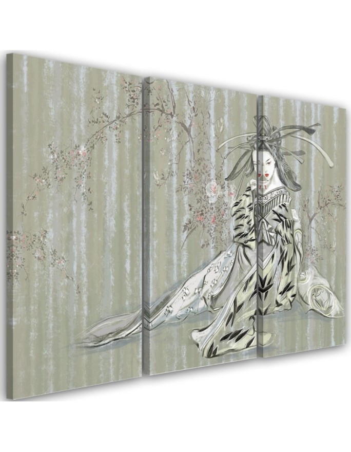 3 piece Canvas print painting - Traditional Japanese geisha | FEEBY