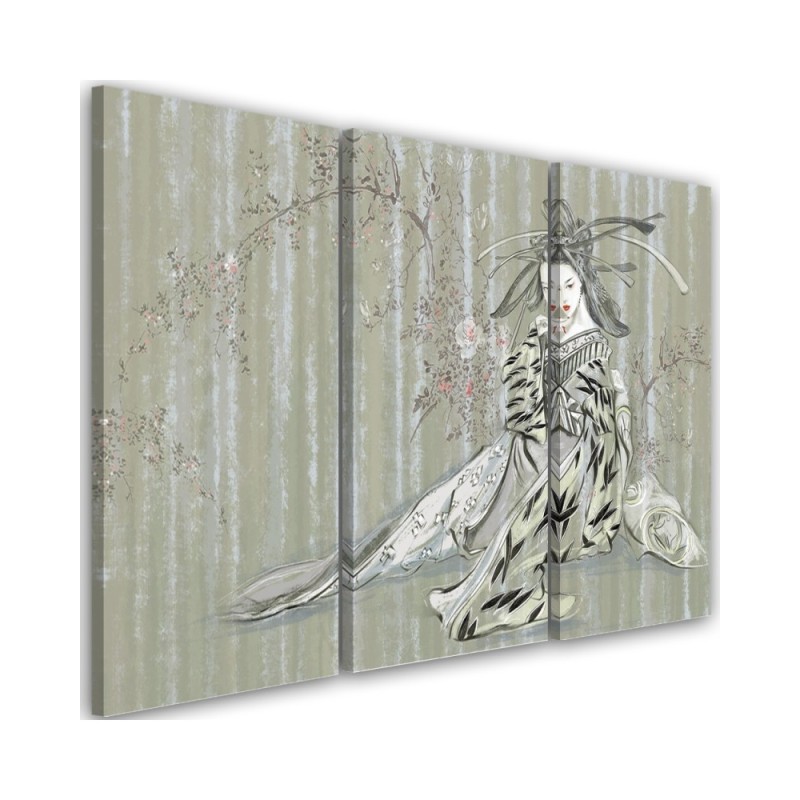 3 piece Canvas print painting - Traditional Japanese geisha | FEEBY