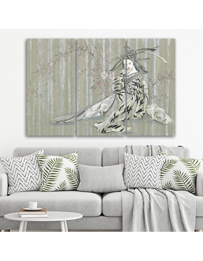 3 piece Canvas print painting - Traditional Japanese geisha | FEEBY